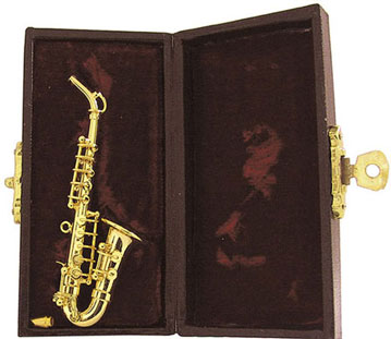 Dollhouse Miniature 3" Saxophone with Case